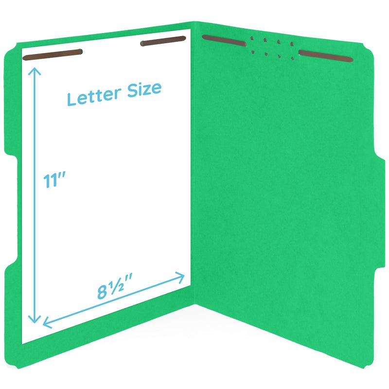 Blue Summit Supplies Blue Summit 50 Green Fastener File Folders - 1/3 Cut Reinforced Assorted Tab - Durable 2 Prongs Designed to Organize Standard Medical Files, Law Client Files, Office Reports - Letter Size - Image 4